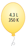 ما الحجم الذي يشغله الغاز في البالون الموجود على اليسار عند&nbsp;&nbsp;<math xmlns=